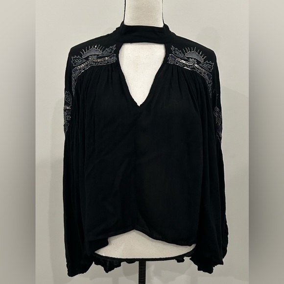 Free People Beaded Boho Blouse - Picture 2 of 6